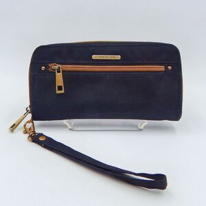 Travelon Zip Around Wristlet Wallet Black Fushia Interior Detachable Strap
